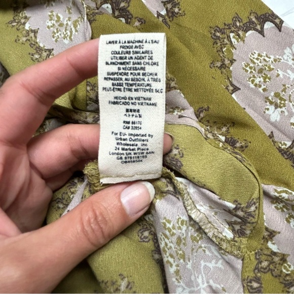 Free People Women's Blouse Size Small Green Floral - Picture 9 of 9